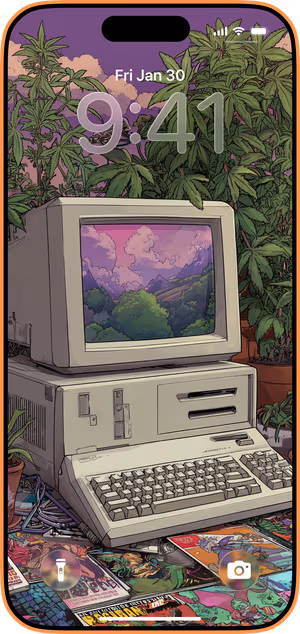 Wallpaper preview on iPhone 17 Pro Max running iOS 26 - Vintage Beige PC