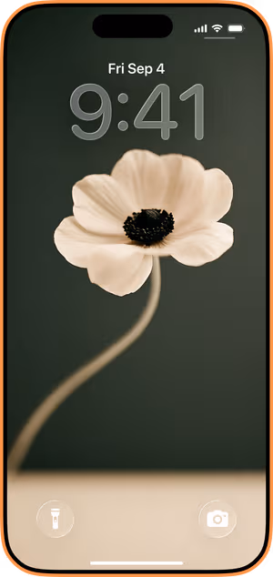 Wallpaper preview on iPhone 17 Pro Max running iOS 26 - Minimalist White Flower