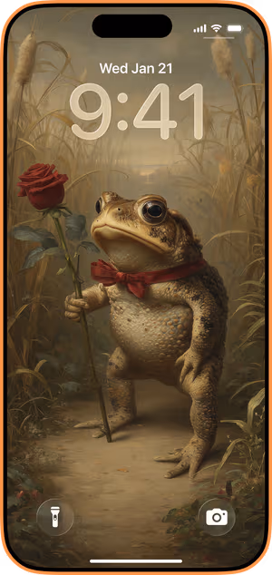 Wallpaper preview on iPhone 17 Pro Max running iOS 26 - Dapper Toad Rose