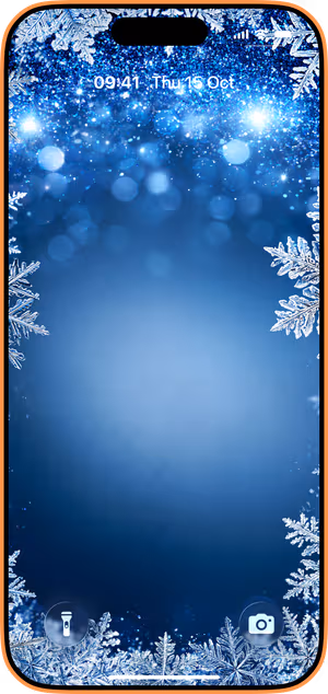 Wallpaper preview on iPhone 17 Pro Max running iOS 26 - Icy Snowflake Bokeh