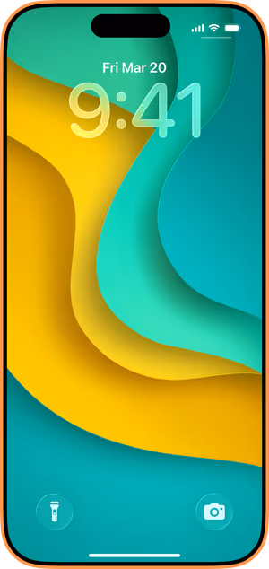Wallpaper preview on iPhone 17 Pro Max running iOS 26 - Turquoise Paper Layers