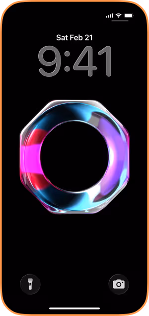 Wallpaper preview on iPhone 17 Pro Max running iOS 26 - Neon Glass Ring