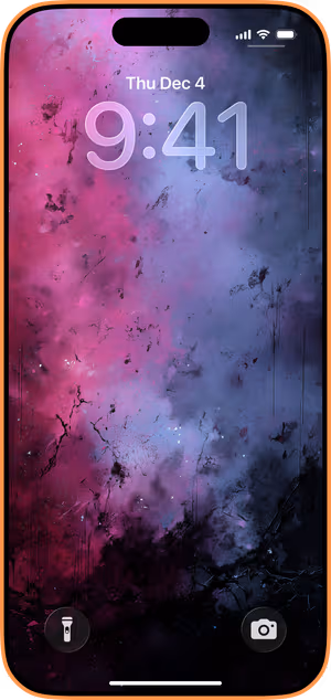 Wallpaper preview on iPhone 17 Pro Max running iOS 26 - Nebula Smoke