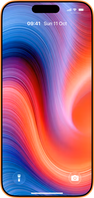 Wallpaper preview on iPhone 17 Pro Max running iOS 26 - Vibrant Blue Abstract Waves