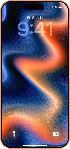 Wallpaper preview on iPhone 17 Pro Max running iOS 26 - Textured Blue Orange Abstract