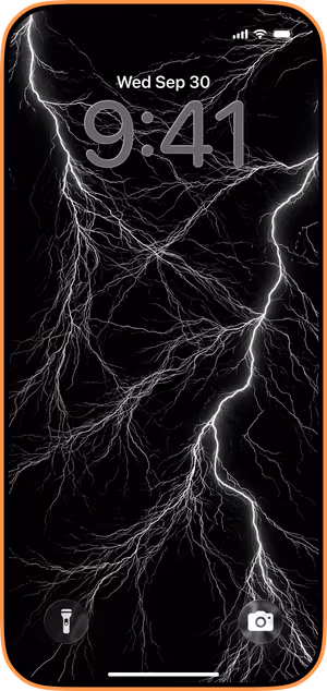 Wallpaper preview on iPhone 17 Pro Max running iOS 26 - Monochrome Lightning Branches