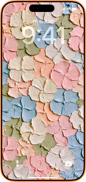 Wallpaper preview on iPhone 17 Pro Max running iOS 26 - Pastel Flower Texture