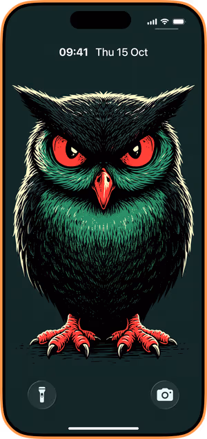 Wallpaper preview on iPhone 17 Pro Max running iOS 26 - Gothic Owl Portrait