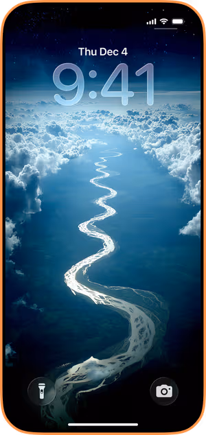 Wallpaper preview on iPhone 17 Pro Max running iOS 26 - Luminous Winding River