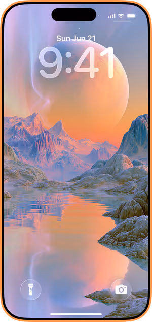 Wallpaper preview on iPhone 17 Pro Max running iOS 26 - Pastel Planet Reflection