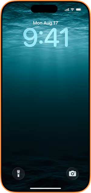 Wallpaper preview on iPhone 17 Pro Max running iOS 26 - Teal Deep Ocean