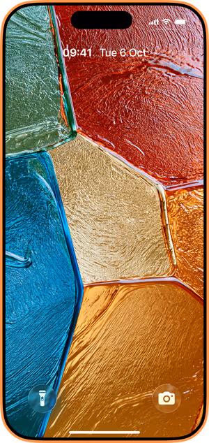 Wallpaper preview on iPhone 17 Pro Max running iOS 26 - Glossy Geometric Jewel Tones