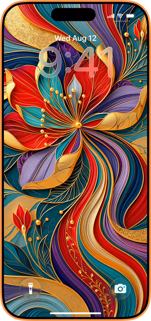 Wallpaper preview on iPhone 17 Pro Max running iOS 26 - Ornamental Jewel Flower