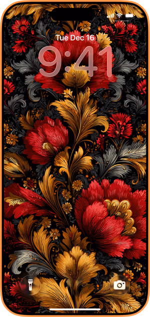 Wallpaper preview on iPhone 17 Pro Max running iOS 26 - Baroque Ruby Bloom