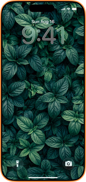 Wallpaper preview on iPhone 17 Pro Max running iOS 26 - Deep Green Botanical Leaves