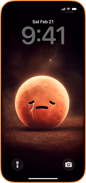 Wallpaper preview on iPhone 17 Pro Max running iOS 26 - Crying Mars Orb