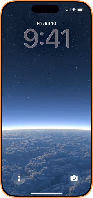 Wallpaper preview on iPhone 17 Pro Max running iOS 26 - Celestial Horizon