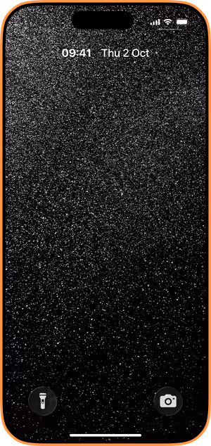 Wallpaper preview on iPhone 17 Pro Max running iOS 26 - Black Glitter Texture