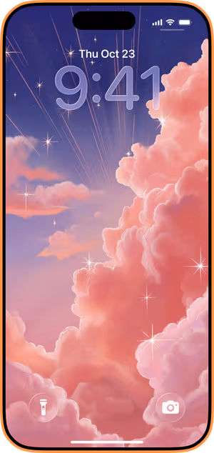 Wallpaper preview on iPhone 17 Pro Max running iOS 26 - Pink Cloud Dream