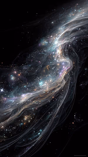 Ethereal nebula with wispy cosmic filaments and pastel glows on a deep black background in a cosmic, wispy aesthetic.