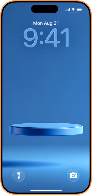 Wallpaper preview on iPhone 17 Pro Max running iOS 26 - Blue Floating Platform