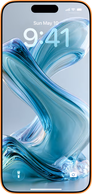 Wallpaper preview on iPhone 17 Pro Max running iOS 26 - Aqua Glass Sculpture