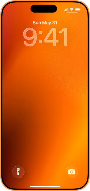 Wallpaper preview on iPhone 17 Pro Max running iOS 26 - Radiant Orange Gradient