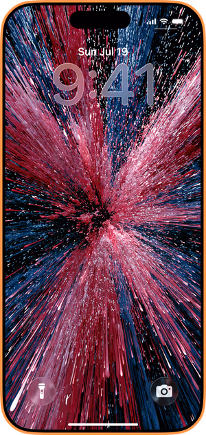 Wallpaper preview on iPhone 17 Pro Max running iOS 26 - Crimson Burst Vortex