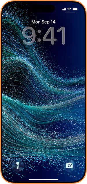 Wallpaper preview on iPhone 17 Pro Max running iOS 26 - Digital Teal Wave