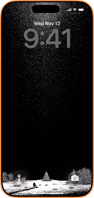 Wallpaper preview on iPhone 17 Pro Max running iOS 26 - Solitary Snowwalker