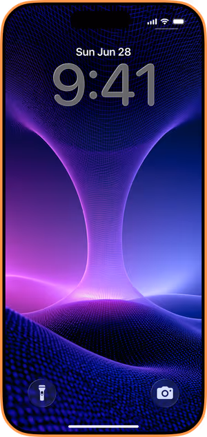 Wallpaper preview on iPhone 17 Pro Max running iOS 26 - Neon Vortex Mesh