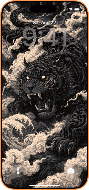 Wallpaper preview on iPhone 17 Pro Max running iOS 26 - Stormbound Black Panther