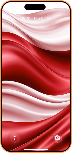 Wallpaper preview on iPhone 17 Pro Max running iOS 26 - Crimson Satin Waves