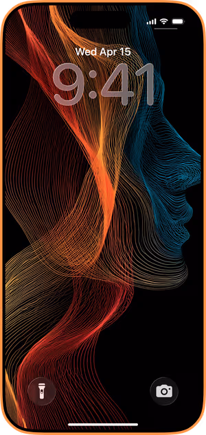 Wallpaper preview on iPhone 17 Pro Max running iOS 26 - Neon Contour Profile