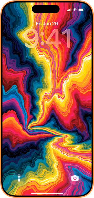 Wallpaper preview on iPhone 17 Pro Max running iOS 26 - Electric Color Strata