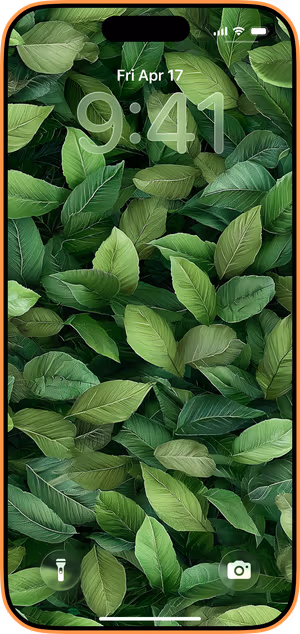 Wallpaper preview on iPhone 17 Pro Max running iOS 26 - Lush Green Foliage