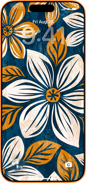 Wallpaper preview on iPhone 17 Pro Max running iOS 26 - Vintage Floral Teal Pattern