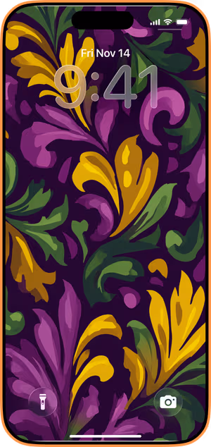 Wallpaper preview on iPhone 17 Pro Max running iOS 26 - Baroque Jewel Blooms