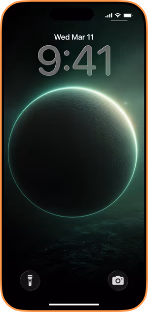 Wallpaper preview on iPhone 17 Pro Max running iOS 26 - Emerald Halo Planet