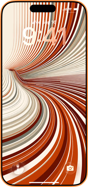 Wallpaper preview on iPhone 17 Pro Max running iOS 26 - Rust Flow Abstract