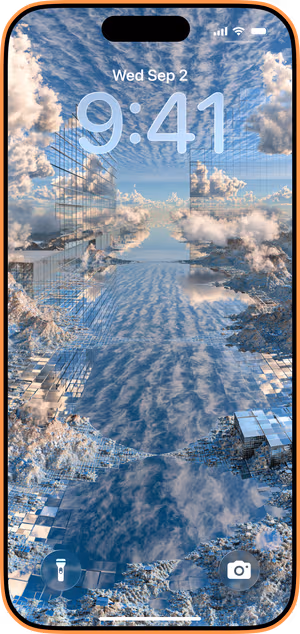Wallpaper preview on iPhone 17 Pro Max running iOS 26 - Surreal Glass Architecture