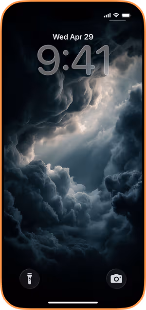 Wallpaper preview on iPhone 17 Pro Max running iOS 26 - Stormlight Rift