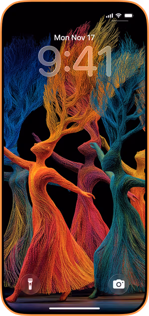 Wallpaper preview on iPhone 17 Pro Max running iOS 26 - Thread Dancers
