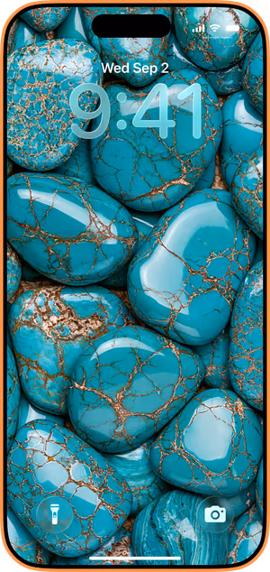 Wallpaper preview on iPhone 17 Pro Max running iOS 26 - Turquoise Stone Texture