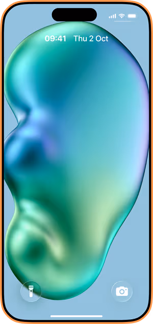 Wallpaper preview on iPhone 17 Pro Max running iOS 26 - Teal Liquid Form