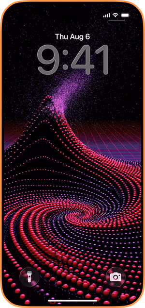 Wallpaper preview on iPhone 17 Pro Max running iOS 26 - Magenta Particle Wave