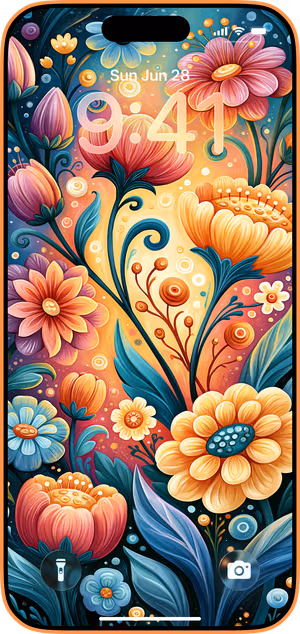 Wallpaper preview on iPhone 17 Pro Max running iOS 26 - Dreamlight Floral