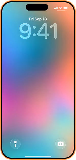 Wallpaper preview on iPhone 17 Pro Max running iOS 26 - Blue Coral Gradient Glow
