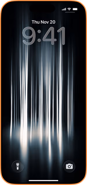 Wallpaper preview on iPhone 17 Pro Max running iOS 26 - Vertical Light Columns