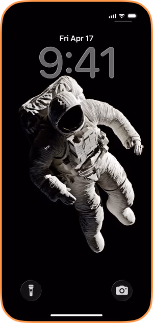 Wallpaper preview on iPhone 17 Pro Max running iOS 26 - Solitary Astronaut
